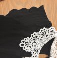 画像7: TOCCO CLOSET　レース襟付き　スカラップカットスリーブ　リブカット　プルオーバー　黒 (7)