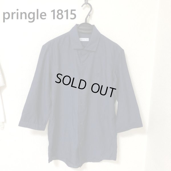 画像1: pringle 1815 メンズ レギュラーカラー 7分袖シャツ ネイビー 40号 (1)