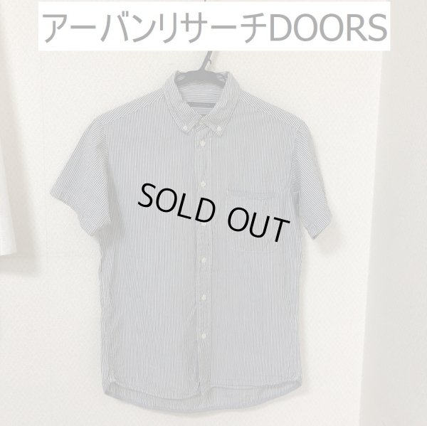 画像1: アーバンリサーチDOORS　メンズ 　ボタンダウンシャツ 　半袖シャツ 　ヒッコリーストライプ (1)