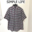 画像1: SIMPLE LIFE シンプルライフ メンズ 半袖 レギュラーカラーシャツ マドラスチェック (1)