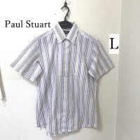 画像1: Paul Stuart ポールスチュアート メンズ ボタンダウン シャツ 半袖 マルチストライプ L