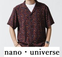 画像1: タグ付き nano・universe（ナノ・ユニバース） メンズ 幾何学レーヨン オープンカラー シャツ 半袖 L