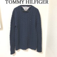 画像1: TOMMY HILFIGER トミーヒルフィガー メンズ ケーブルニット クルーネック セーター ネイビー S