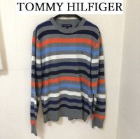 画像1: TOMMY HILFIGER メンズ クルーネック セーター ボーダー トリコロール M