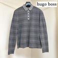 画像1: hugo boss　ヒューゴボス　メンズ　ポロシャツ　長袖　グレー　ボーダー　L (1)