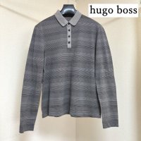 画像1: hugo boss　ヒューゴボス　メンズ　ポロシャツ　長袖　グレー　ボーダー　L