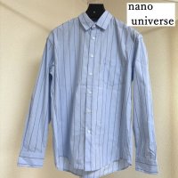 画像1: nano universe　ナノユニバース　メンズ　レギュラーカラーシャツ　長袖　ストライプ　水色　M