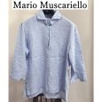 画像1: Mario Muscariello（マリオムスカリエロ）　メンズ　カプリシャツ　リネンシャツ　プルオーバー　水色　ブルー　L (1)