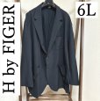 画像1: H by FIGER（エイチバイフィガー）メンズ　ビジネスジャケット　シングル　テーラードジャケット　6L　濃紺　無地　夏 (1)