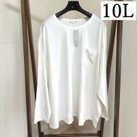 画像1: タグ付き　大きいサイズ メンズ ニッセン　ロンT　長袖　Tシャツ　ポケット付　ホワイト　白　無地　10L