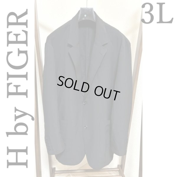 画像1: H by FIGER（エイチバイフィガー）メンズ　ブラックフォーマル　ビジネスジャケット　シングル　テーラードジャケット　3L　黒　無地　夏 (1)