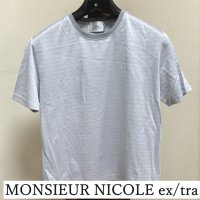 画像1: ムッシュニコルエクストラ　MONSIEUR NICOLE ex/tra　メンズ　半袖Tシャツ　ジオメトリック柄ジャカードＴシャツ　ライトグレー　46