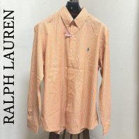 画像1: ラルフローレン　RALPH LAUREN　カスタムフィット　メンズ　ストライプシャツ　長袖　ボタンダウン　オレンジ　M