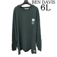 画像1: BEN DAVIS ベンデイビス 　メンズ　ロンT 長袖 Tシャツ 天竺 ロゴプリント グリーン　６L