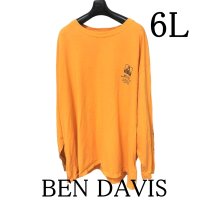 画像1: BEN DAVIS ベンデイビス 　メンズ　ロンT 長袖 Tシャツ 天竺 ロゴプリント オレンジ　6L