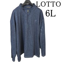 画像1: LOTTO ロット メンズ 大きいサイズ　トレーナー　ハーフジップ 杢 裏ボア　6L　ネイビー