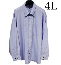 画像1: shirtstyle　メンズ　大きいサイズ　ボタンダウンシャツ　形態安定　撥水　水色　ストライプ　4L