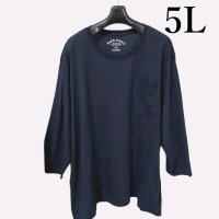 画像1: BACK POINT　メンズ　大きいサイズ　7分袖　Tシャツ　ネイビー　5L　ポケット付き