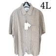 画像1: DANIEL DODD　メンズ　シャツ　半袖　ボタンダウンシャツ　リネンシャツ　 ベージュ　4L (1)