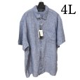 画像1: DANIEL DODD　メンズ　シャツ　半袖　ボタンダウンシャツ　リネンシャツ　 ブルー　4L (1)