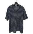 画像1: VILAND　メンズ　Tシャツ　半袖　鹿の子　Vネック　パープル　ボーダー　4L　大きいサイズ (1)