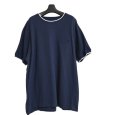 画像1: BACK POINT　メンズ　Tシャツ　半袖　鹿の子　ネイビー　ホワイトトリミング　5L　大きいサイズ (1)