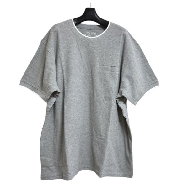 画像1: BACK POINT　メンズ　大きいサイズ　Tシャツ　半袖　鹿の子　グレー　5L　 (1)