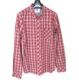 画像1: AIGLE　メンズ　ボタンダウンシャツ　カジュアルシャツ　長袖　レッド　タータンチェック　M　 (1)
