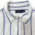 画像4: POLO RALPH LAUREN　ポロラルフローレン　メンズ　リネンシャツ　7分袖　カジュアルシャツ　ホワイト　ストライプ　ブルー　M　 (4)