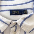 画像5: POLO RALPH LAUREN　ポロラルフローレン　メンズ　リネンシャツ　7分袖　カジュアルシャツ　ホワイト　ストライプ　ブルー　M　 (5)