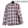画像1: クロコダイル　メンズ　チェックシャツ　レギュラーカラーシャツ　長袖　パープル　M (1)