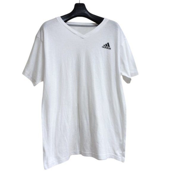 画像1: アディダス　メンズ　Tシャツ　半袖　Vネック　白　L (1)