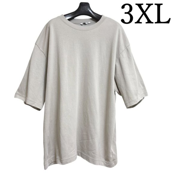画像1: ユニクロ　U　メンズ　半袖Tシャツ　エアリズムコットンオーバーサイズTシャツ/5分袖　ライトグレー　3XL　 (1)