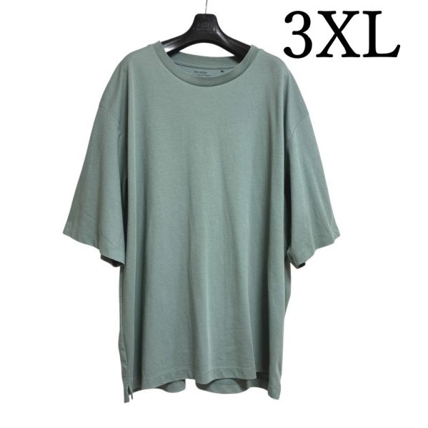画像1: GU　メンズ　半袖Tシャツ　ドライポンチクルーネックT(5分袖)　3XL　グリーン (1)