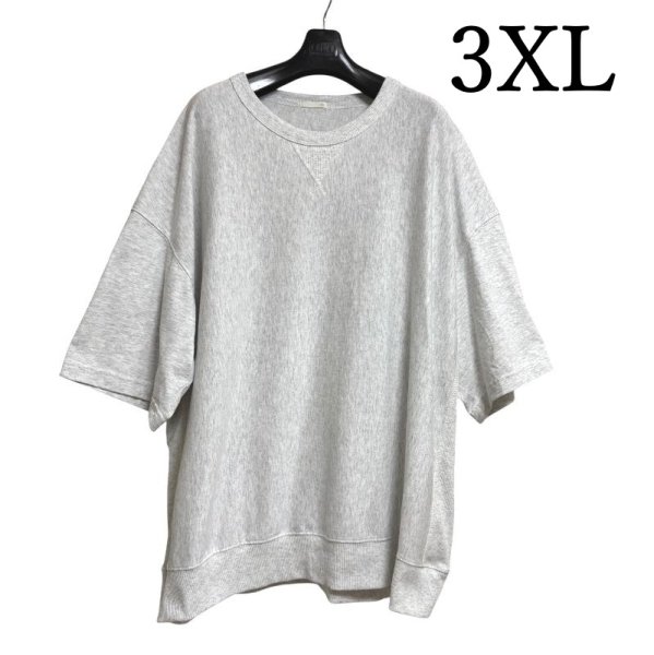 画像1: GU　メンズ　スウェT(5分袖)　半袖Tシャツ　霜降りグレー　3XL　 (1)