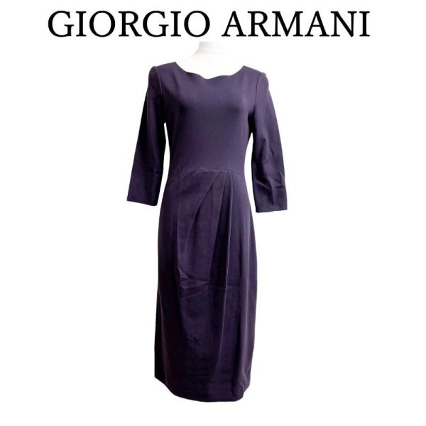 画像1: GIORGIO ARMANI/ジョルジオ アルマーニ　レディース　ワンピース　ロングドレス 　7分袖　ダークパープル (1)