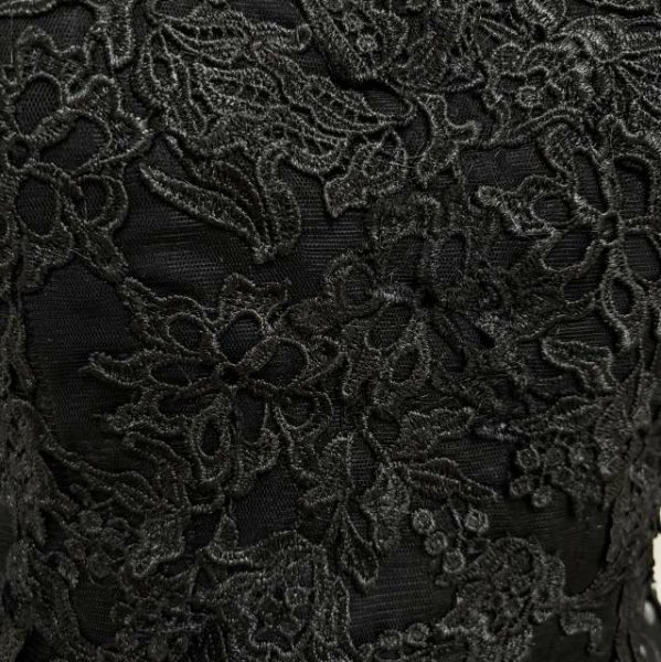 画像12: チャイナ服風　ハイネック　チュールレース　ロングドレス　ブラック　黒　M (12)