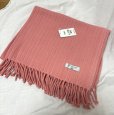 画像1: トーア紡　フリンジ付き　マルチカバー　ひざ掛け　毛布　ピンク　80×140 (1)