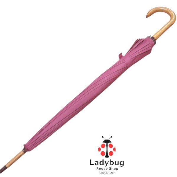 画像4: レディース　16本骨　赤い傘　雨傘　赤無地　ダークレッド　　65cm (4)