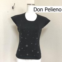 画像1: Don Pelieno ドンペリーノ ビーズ付き 半袖 サマーニット ブラック