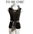 画像1: TO BE CHIC　サマーニット　接触冷感　ノースリーブ　ワイヤー襟　ダークブラウン　M (1)