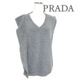 画像1: PRADA　プラダ　カシミヤ　ニットベスト　グレー　フリル付き　38号 (1)