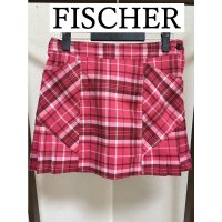 画像1: FISCHER　フィッシャー　ゴルフウェア　撥水　インナーパンツ付き　ゴルフスカート　ピンク　チェック　L　