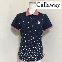 画像1: キャロウェイ(Callaway)　レディース　ポロシャツ　鹿の子　半袖　星柄　ネイビー　L　