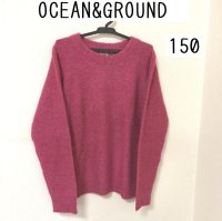 画像1: OCEAN&GROUND 子ども服 セーター 女の子 クルーネック ニット ショッキングピンク 150