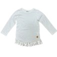 画像1: BREEZE　長袖Tシャツ　フリンジ付き　スマイルマークワッペン　白　ホワイト　100 (1)