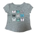 画像1: BABY　GAP　半袖　Tシャツ　カットソー　グレー　バタフライ　蝶々　90 (1)