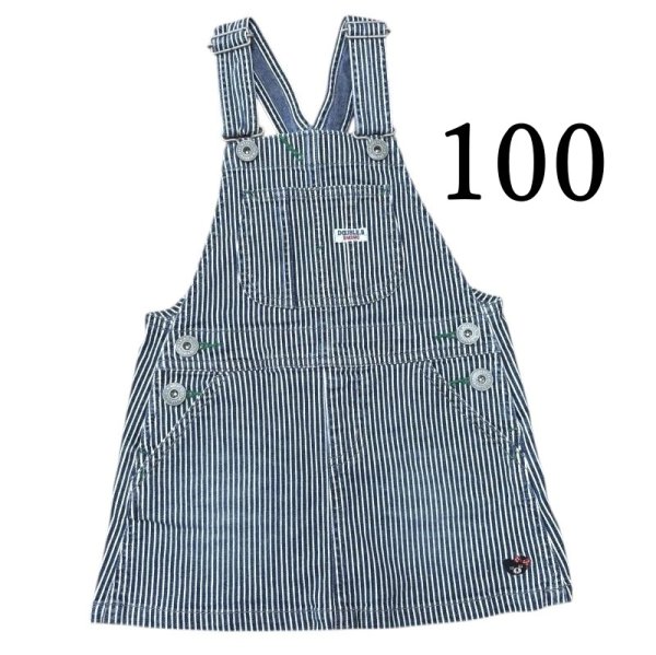 画像1: ミキハウス　ダブルビー　ジャンパースカート　ヒッコリーデニム　100　 (1)