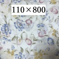 画像1: プリント布地 イングリッシュガーデン 花柄 水色 幅110×800
