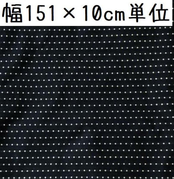 画像1: ドット刺繍入り さらさら素材 ハンドメイド布地 黒 幅151×10cm単位（400） (1)